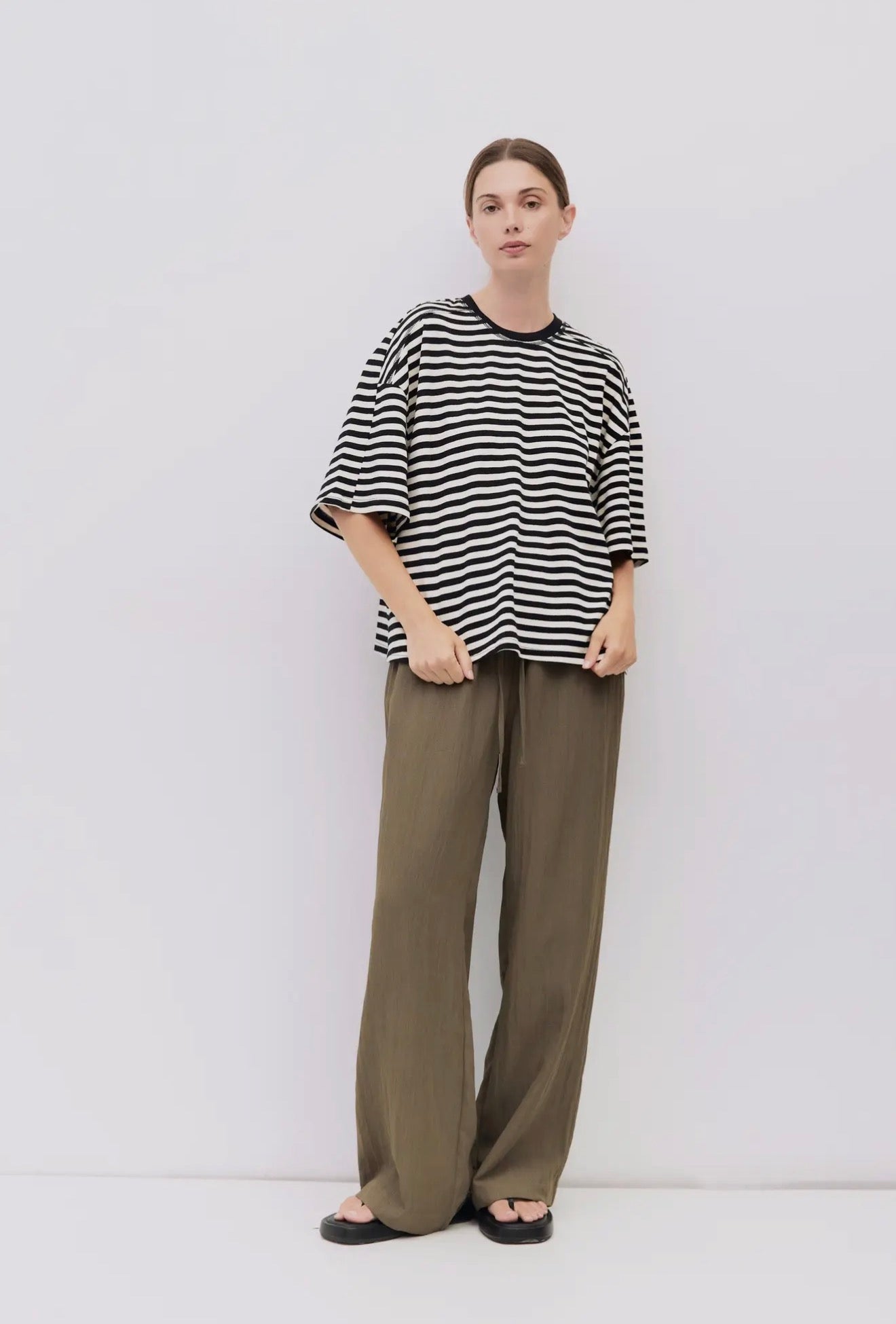 Striped Boxy Elbow Tee