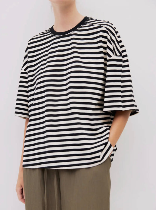 Striped Boxy Elbow Tee